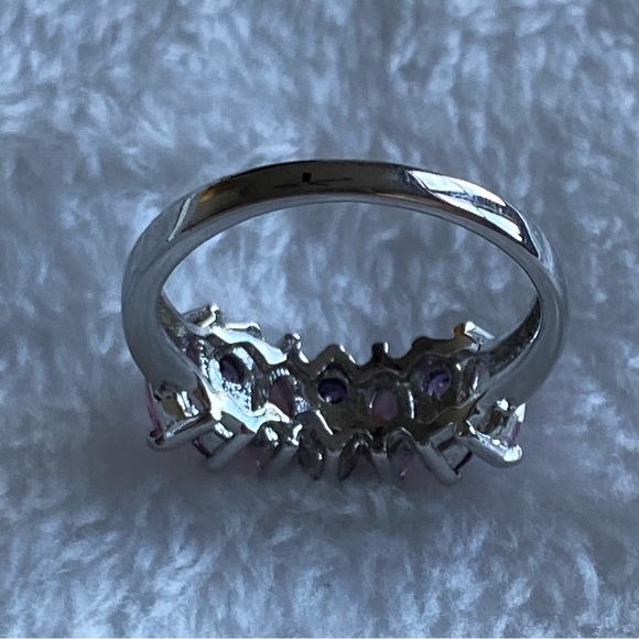 925 Sterling Silver pink & purple AMETHYST GEMSTONE RING 10 stone - Picture 10 of 11